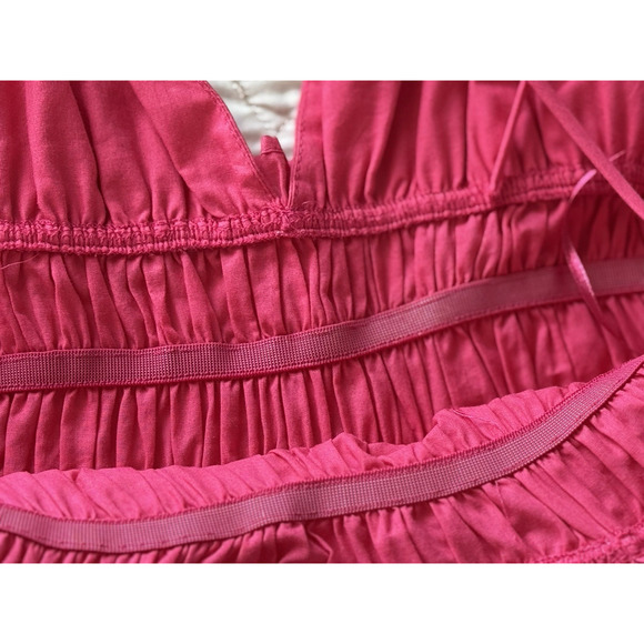 Zara NWT Hot Pink Mini Babydoll Sundress Ruffle Trim Spaghetti Tie Strap Sz M - Picture 7 of 16